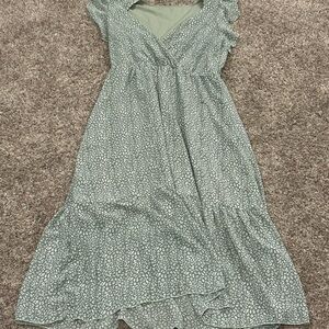 Source Unknown Green Sleeveless V-neck Sundress